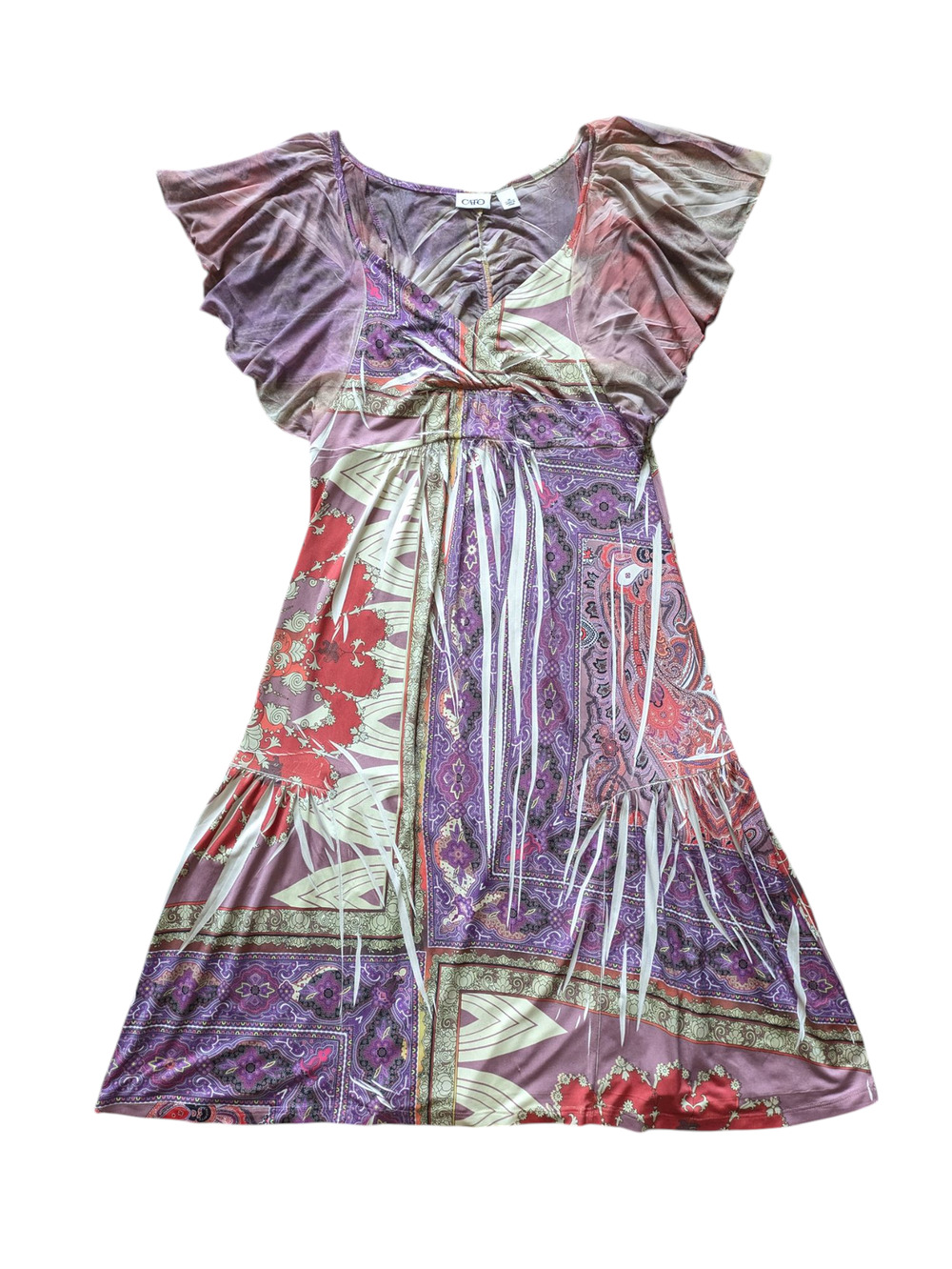 Y2K Cato Babydoll Dress Womens M Purple Sheer Ruffle Sleeve Fairy Coquette Boho